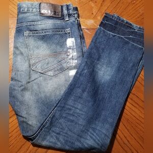 Express Blue Denim Jeans with Brown Patch